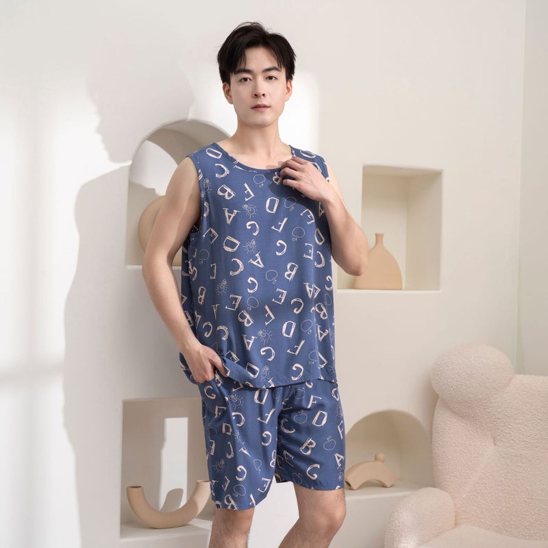 Men's Sleepwear Vest and Shorts Set - Image 3