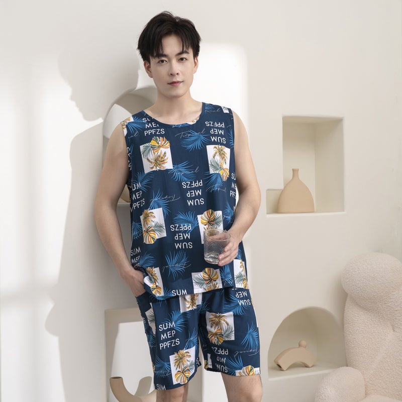 Men's Sleepwear Vest and Shorts Set - Image 1