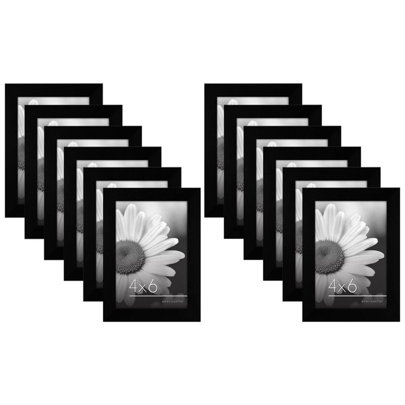 Americanflat 4x6 Picture Frame with Polished Plexiglass Set of 12 Signature Collection Picture Frames with Engineered Wood Photo Frame for Tabletop and Wall Display Black