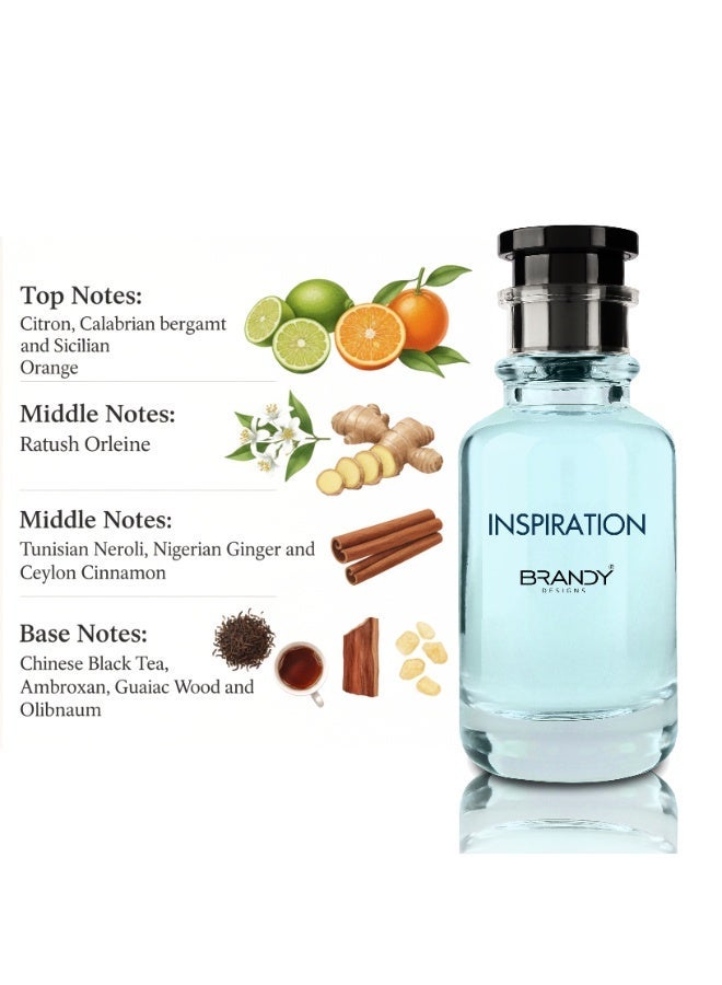 BRANDY DESIGNS Inspiration Eau De Parfum Citrus Aromatic Woody Fragrance for Men 100ml - Image 2