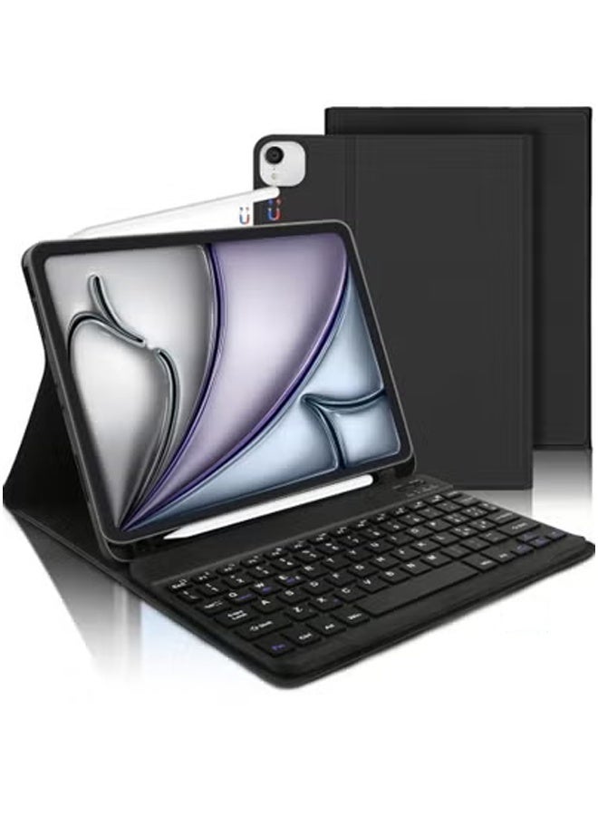 TIGER Slim Wireless Keyboard Case for iPad Air 11-Inch M2 (5th/4th Gen) & iPad Pro 11-Inch (1st–4th Gen) – Dual Language English Keyboard – Protective Smart Cover with Built-in Stand, Magnetic Closure & Rechargeable Bluetooth Keyboard – Black - Image 1