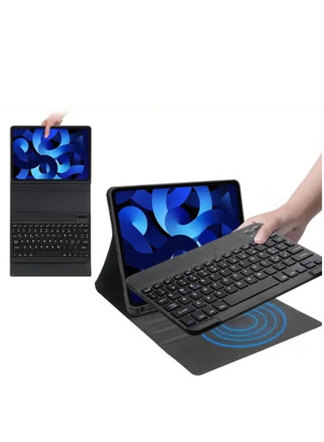 TIGER Slim Wireless Keyboard Case for iPad Air 11-Inch M2 (5th/4th Gen) & iPad Pro 11-Inch (1st–4th Gen) – Dual Language English Keyboard – Protective Smart Cover with Built-in Stand, Magnetic Closure & Rechargeable Bluetooth Keyboard – Black - Image 2