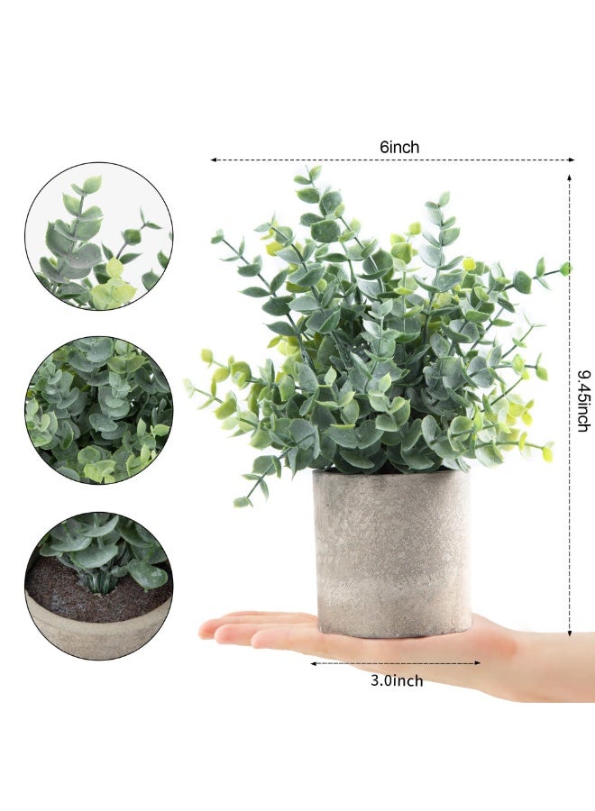 2 Pack Small Artificial Potted Eucalyptus Plants, Sage Green, for Desk & Home Decor - Image 3