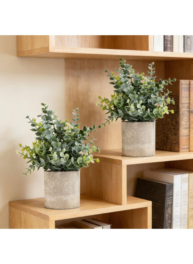 2 Pack Small Artificial Potted Eucalyptus Plants, Sage Green, for Desk & Home Decor - Image 5