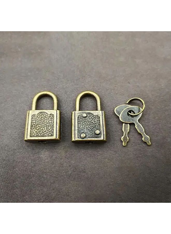 Vintage Square Lock Compact Zinc Alloy Padlock For Luggage Handbags Silvery Color - Image 5