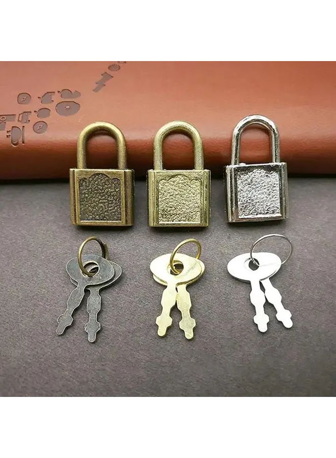 Vintage Square Lock Compact Zinc Alloy Padlock For Luggage Handbags Silvery Color - Image 3