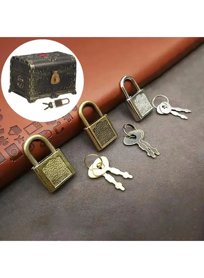 Vintage Square Lock Compact Zinc Alloy Padlock For Luggage Handbags Silvery Color - Image 2
