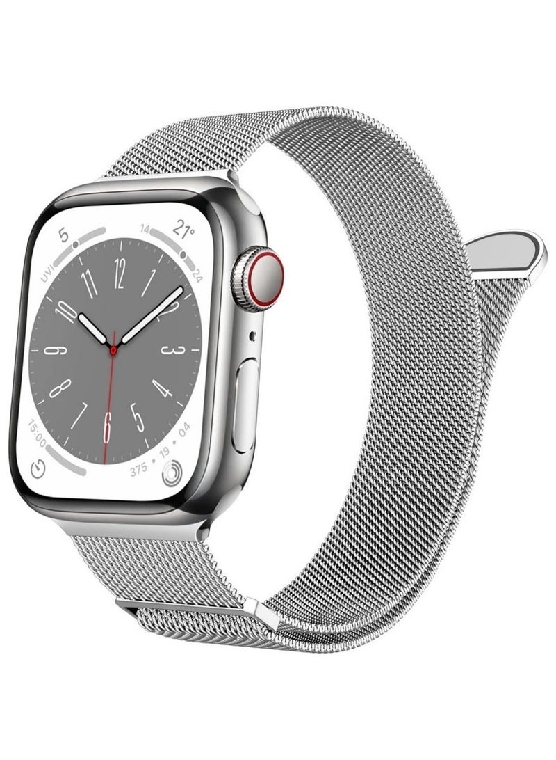 Compatible with Apple Watch Band 44mm 45mm 46mm 49mm Women Men, Stainless Steel Mesh Loop Magnetic Clasp Replacement for iWatch Series 11 10 9 8 7 6 5 4 SE3 SE2 Ultra 3 - Image 1