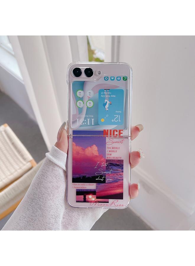 S-TOP Case For Samsung Galaxy Z Flip5 Painted Pattern PC Transparent Folding Phone Case - Image 2