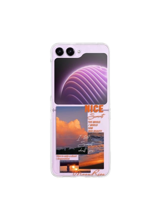 S-TOP Case For Samsung Galaxy Z Flip5 Painted Pattern PC Transparent Folding Phone Case - Image 1