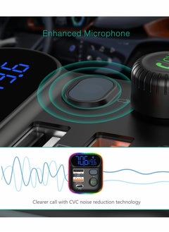 Y&D Bluetooth V5.0 FM Transmitter for Car QC3.0 Fast Charging RGB Rainbow Flow LED Backlit  - Image 4