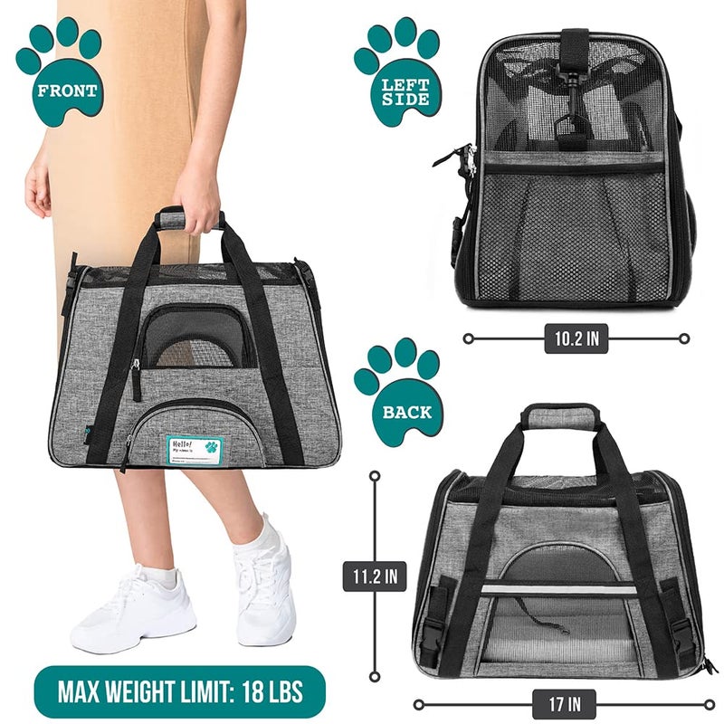 PetAmi Airline Approved Pet Carrier for Cat, Soft Sided Dog Carrier for Small Dog, Cat Travel Supplies Accessories Indoor Cat, Ventilated Pet Carrying Bag Medium Large Kitten Puppy, Small Heather Gray - Image 2