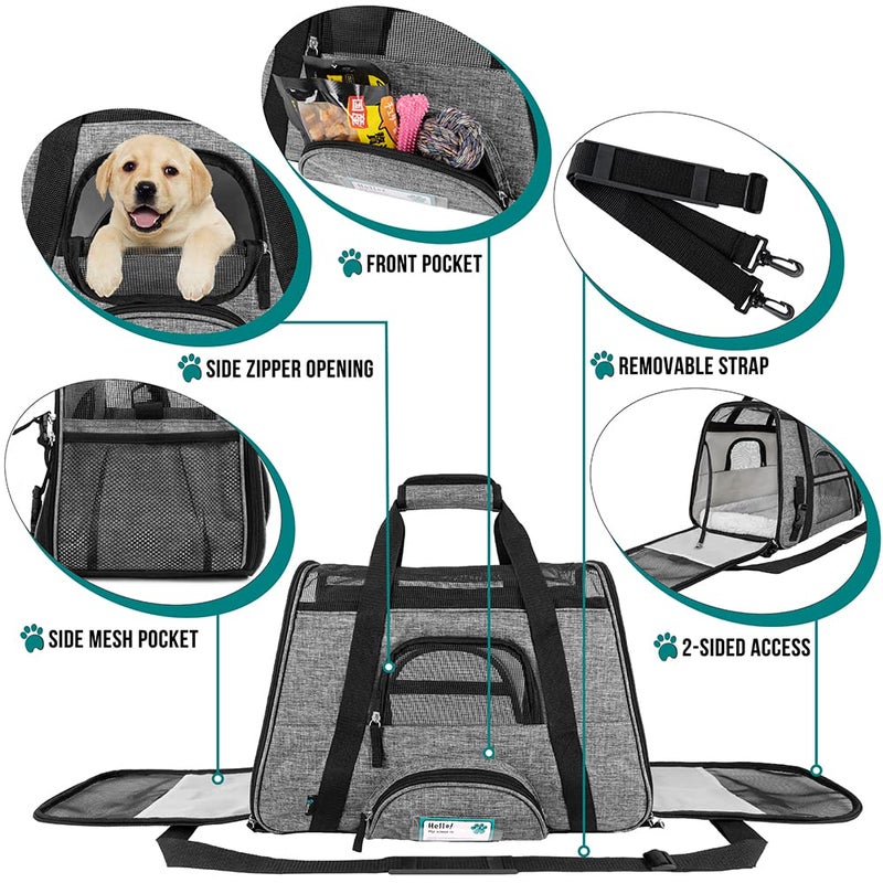 PetAmi Airline Approved Pet Carrier for Cat, Soft Sided Dog Carrier for Small Dog, Cat Travel Supplies Accessories Indoor Cat, Ventilated Pet Carrying Bag Medium Large Kitten Puppy, Small Heather Gray - Image 3