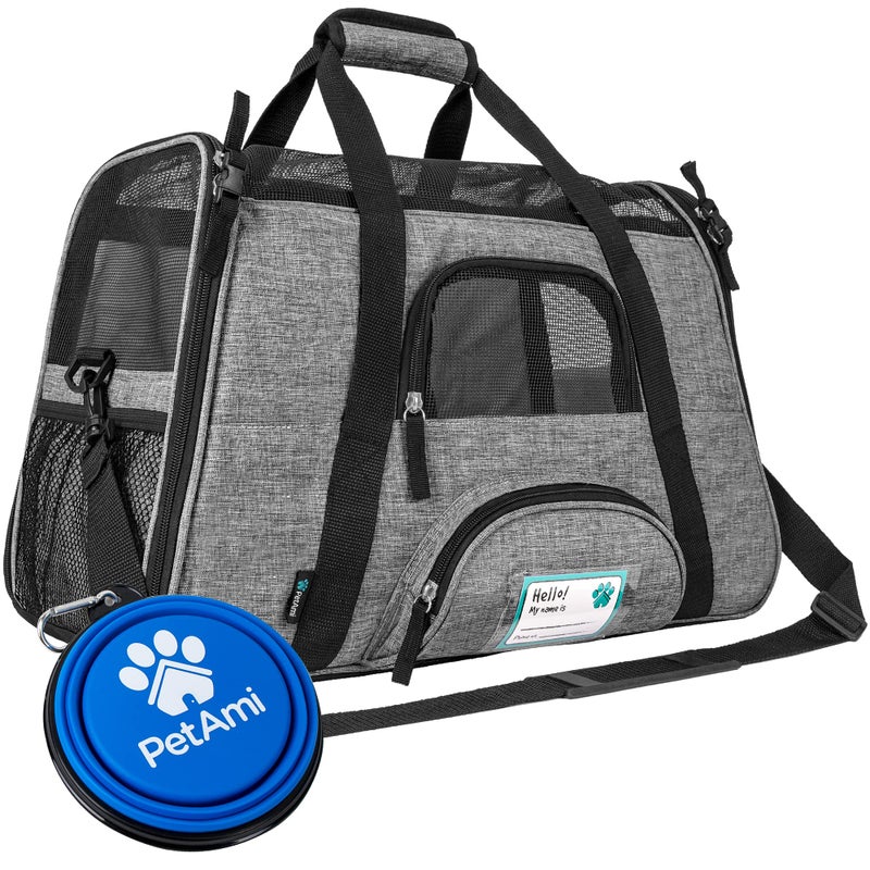PetAmi Airline Approved Pet Carrier for Cat, Soft Sided Dog Carrier for Small Dog, Cat Travel Supplies Accessories Indoor Cat, Ventilated Pet Carrying Bag Medium Large Kitten Puppy, Small Heather Gray - Image 1