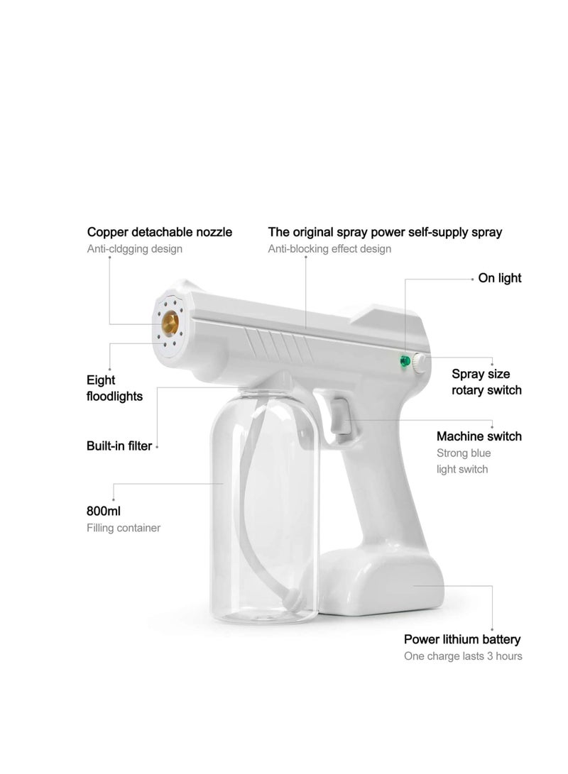 بخاخ كهربائي يو ال في محمول الة رش نانو بخار رذاذ فائق الدقة للسيارة والمستشفى والمدرسة والتطهير والترطيب والتنظيف 800 مل ليثيوم - Image 2