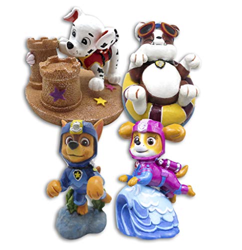 Penn Plax Penn-Plax Paw Patrol Aquarium Ornament Bundle, Safe for Both Freshwater and Saltwater Aquariums - Includes Chase, Marshall, Rubble, and Skye – 4 Pieces – Mini - Image 1