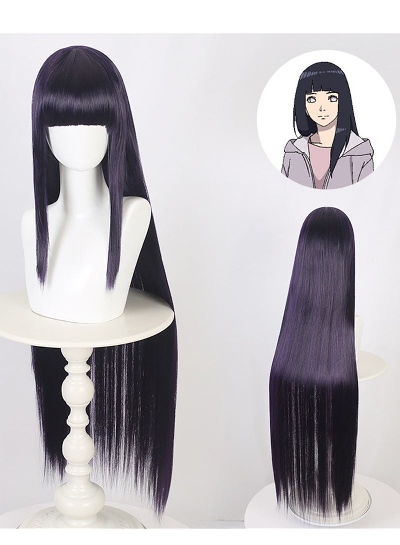 Naruto Hinata Hinata dark blue costume long straight hair cosplay wig costumes dress up wig - Image 2