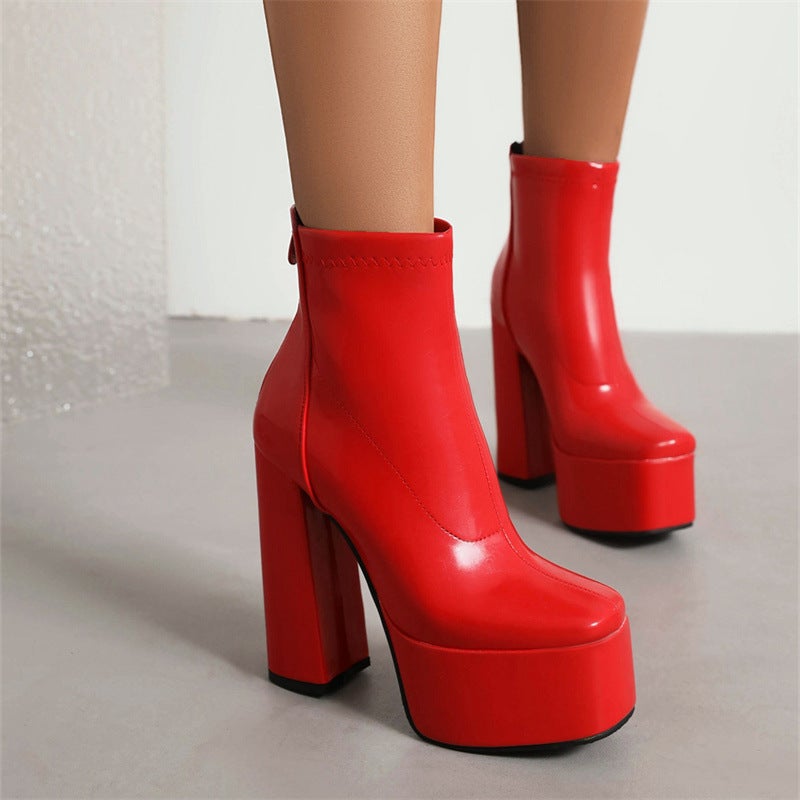 Dropshopping2022 Winter Fashion Thick Bottom 40-43 Large Size Rear Zipper Low Barrel Martin Boots - Image 5
