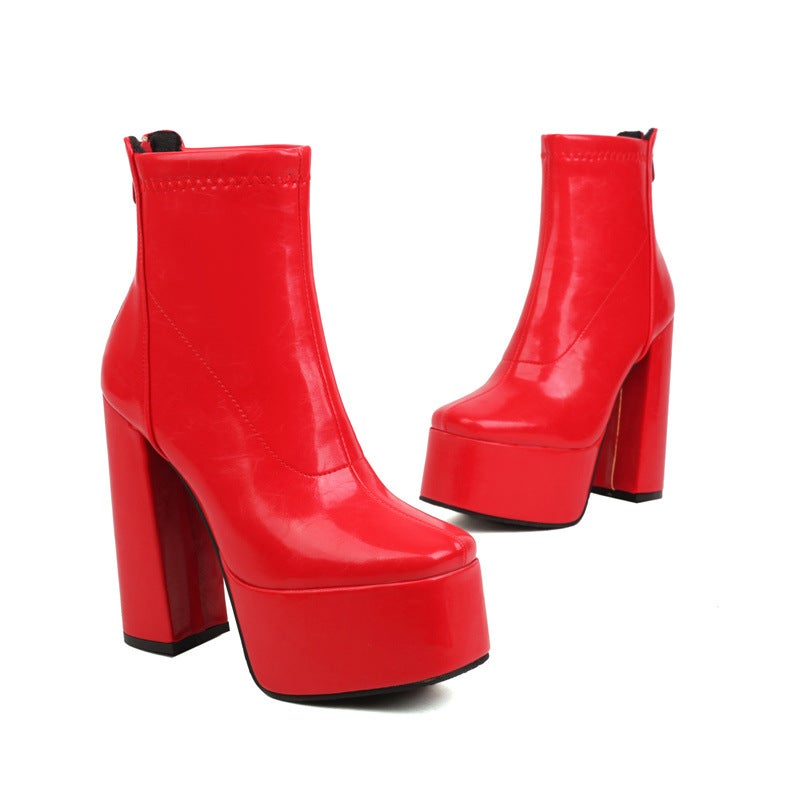 Dropshopping2022 Winter Fashion Thick Bottom 40-43 Large Size Rear Zipper Low Barrel Martin Boots - Image 1