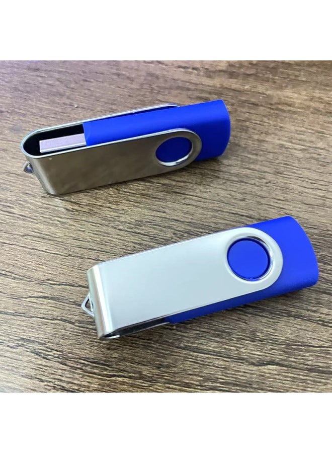 Rotating USB Flash Drive Small Capacity 1g2g4g8g Gift Manufacturers Blue Metal Clip Drive-Color:Blue-Capacity:512MB  - Image 1