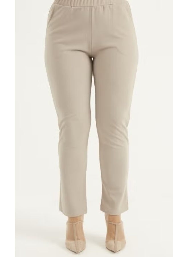 Sefa Merve Plus Size Trousers 1030A-05 Stone - Image 1