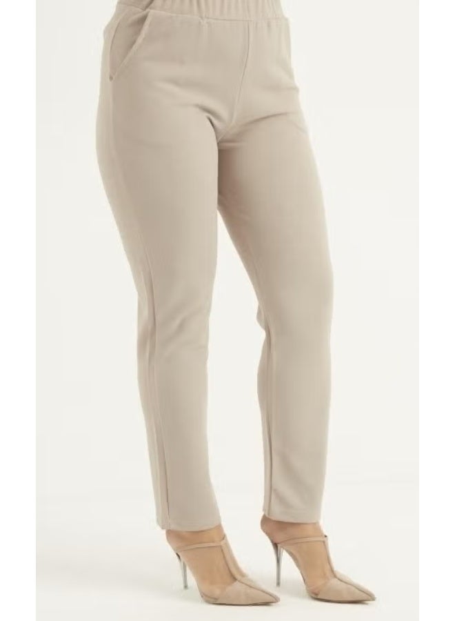 Sefa Merve Plus Size Trousers 1030A-05 Stone - Image 2
