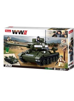 Sluban Sluban - WWII Army T-34 Medium WW2 Tank with Mini Figures Bricks Set 687 Pieces - M38-B0689  - Image 1
