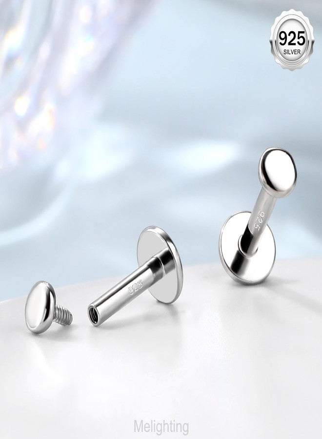 Melighting 16G Helix Earring Sterling Sliver 925 Cartilage Earring Internally Threaded Tragus Earring Flat Back Earring 6 mm Helix Piercing 2.5 mm - Image 4