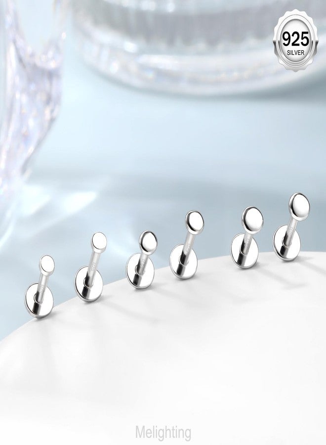 Melighting 16G Helix Earring Sterling Sliver 925 Cartilage Earring Internally Threaded Tragus Earring Flat Back Earring 6 mm Helix Piercing 2.5 mm - Image 3