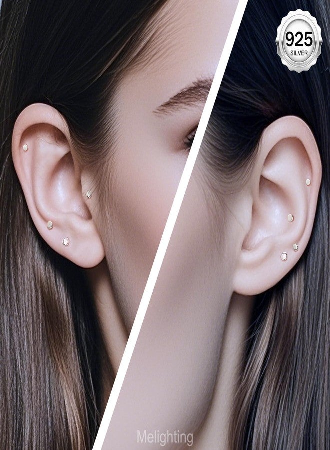 Melighting 16G Helix Earring Sterling Sliver 925 Cartilage Earring Internally Threaded Tragus Earring Flat Back Earring 6 mm Helix Piercing 2.5 mm - Image 5
