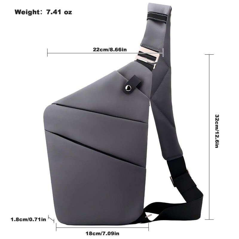 BIRDDIE Anti Theft Travel Bag, One Shoulder Large Capacity Cross-body Bag Chest Fashion Lightweight Sling Bags for Travel Sports (Right Shoulder, Dark Grey) - Image 4