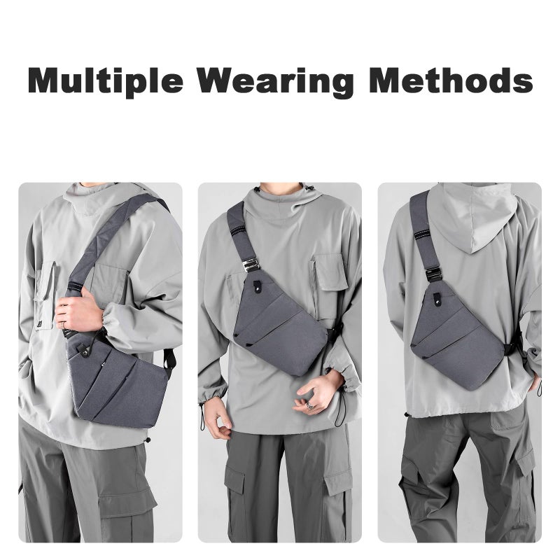 BIRDDIE Anti Theft Travel Bag, One Shoulder Large Capacity Cross-body Bag Chest Fashion Lightweight Sling Bags for Travel Sports (Right Shoulder, Dark Grey) - Image 5
