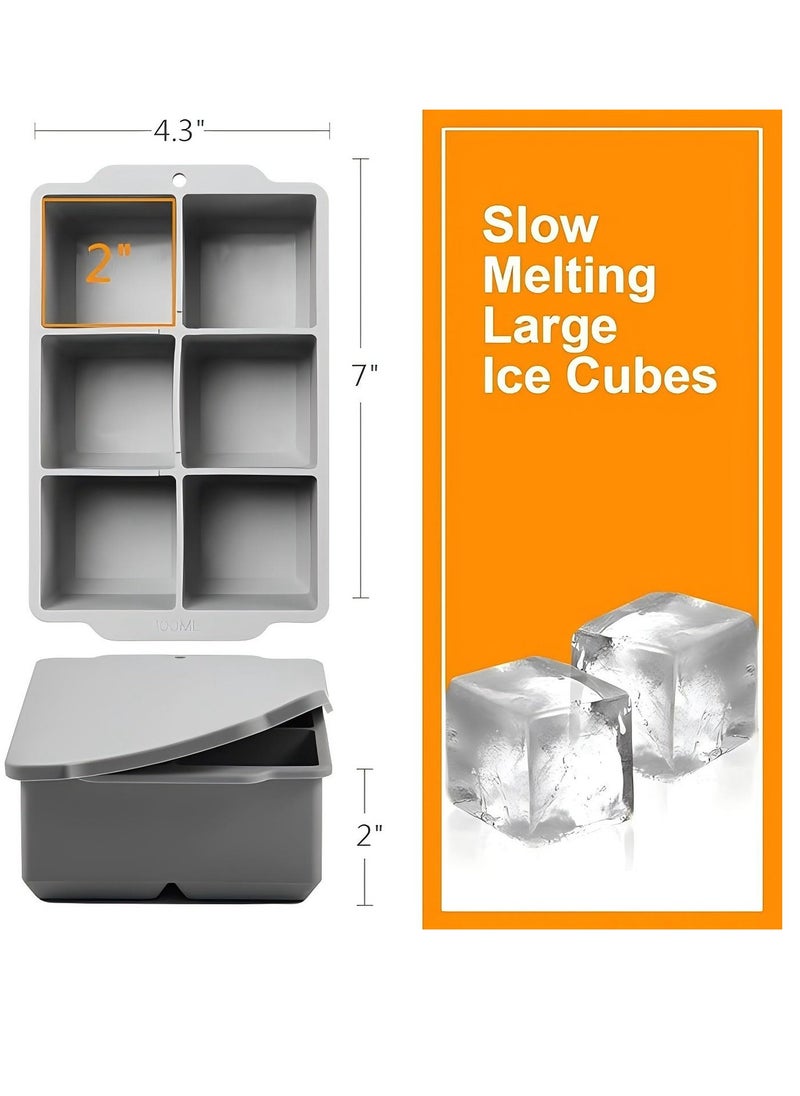 ZIMNEST Large Ice Cube Tray with Lid, Stackable Big Silicone Square Ice Cube Mold for Whiskey Cocktails Bourbon Soups Frozen Treats, Easy Release BPA Free  - Image 3