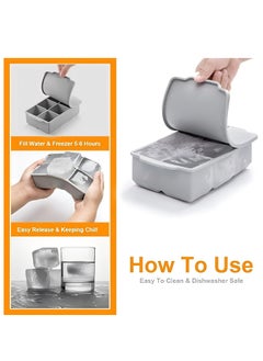 ZIMNEST Large Ice Cube Tray with Lid, Stackable Big Silicone Square Ice Cube Mold for Whiskey Cocktails Bourbon Soups Frozen Treats, Easy Release BPA Free  - Image 4