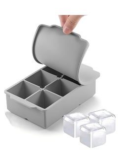 ZIMNEST Large Ice Cube Tray with Lid, Stackable Big Silicone Square Ice Cube Mold for Whiskey Cocktails Bourbon Soups Frozen Treats, Easy Release BPA Free  - Image 1