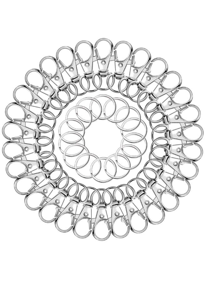 بابونا 100 حامل مفاتيح دوار مع خواتم مفاتيح، 50 مشبك لحمل المفاتيح و50 خاتم مفاتيح، خواتم المفاتيح، إكسسوارات حامل المفاتيح، مجموعات صناعة خواتم المفاتيح، مشابك لوبستر لحمل المفاتيح للمجوهرات والحرف اليدوية - Image 4