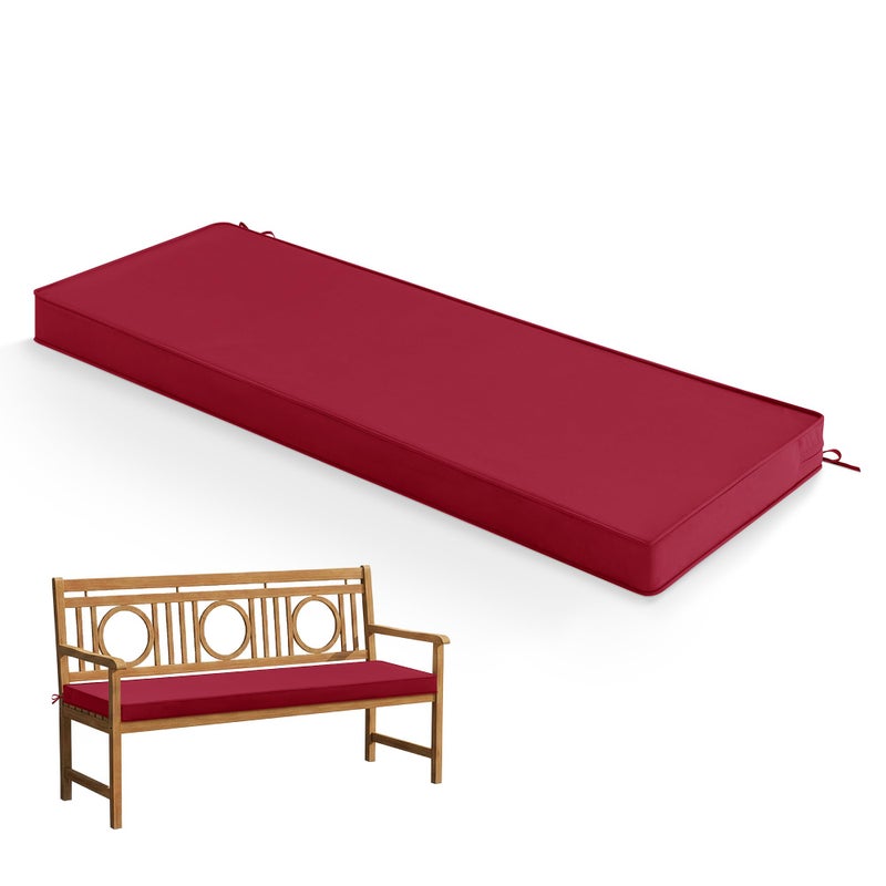 Summsun Outdoor Bench Cushion: Waterproof and Fade Resistant Patio Furniture Cushions - Non-Slip Bench Pad Cushion with Removable Cover for Garden Swing Porch Sofa Settee, 48 x 18 x 3 Inch, Burgundy - Image 1