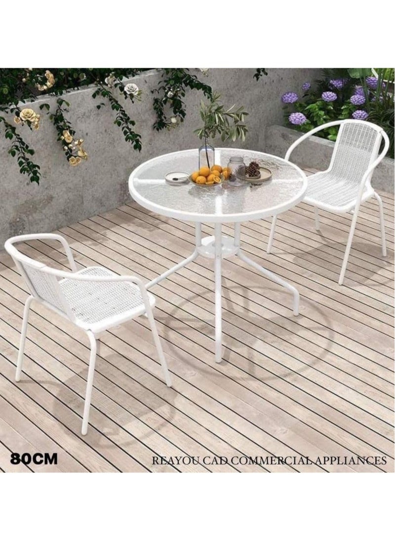 DubaiGallery 3-Piece Bistro Table Garden Furniture Balcony Furniture Patio Furniture Patio Furniture Outdoor Garden Lounge 1 Table and 2 Chairs for Porches Courtyards Patios Balconies Pool Edges  - Image 1