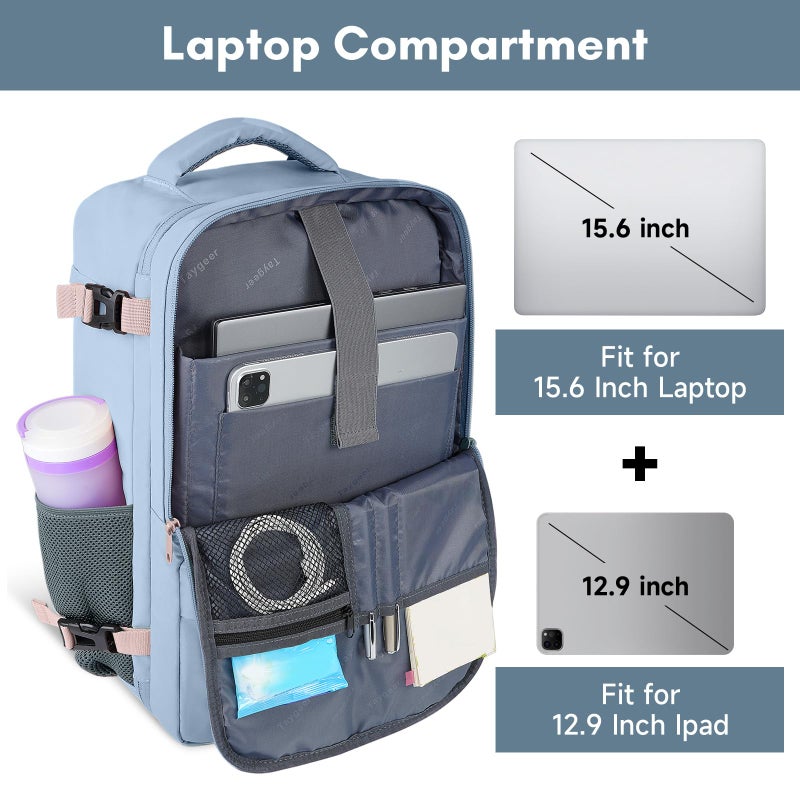 Taygeer Travel Backpack for Women, Carry On Backpack with Water Bottle Pocket & Shoe Pouch, TSA 15.6inch Laptop Mochila Flight Approved, Nurse Bag Casual Daypack for Weekender Hiking, Powder Purple - Image 4