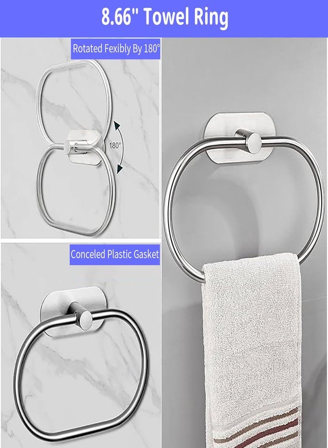 Jerliflyer Bathroom Hardware Set, 16" Bathroom Towel Holder with Toilet Paper Holder, Towel Ring, Towel Hook, Bathroom Accessories for Kitchens, Laundry Rooms (10, Sliver) - Image 3