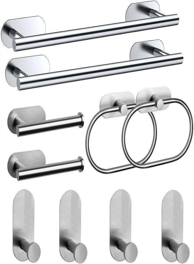 Jerliflyer Bathroom Hardware Set, 16" Bathroom Towel Holder with Toilet Paper Holder, Towel Ring, Towel Hook, Bathroom Accessories for Kitchens, Laundry Rooms (10, Sliver) - Image 1