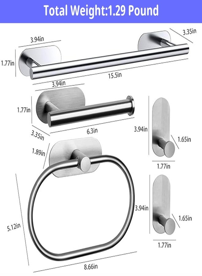 Jerliflyer Bathroom Hardware Set, 16" Bathroom Towel Holder with Toilet Paper Holder, Towel Ring, Towel Hook, Bathroom Accessories for Kitchens, Laundry Rooms (10, Sliver) - Image 2