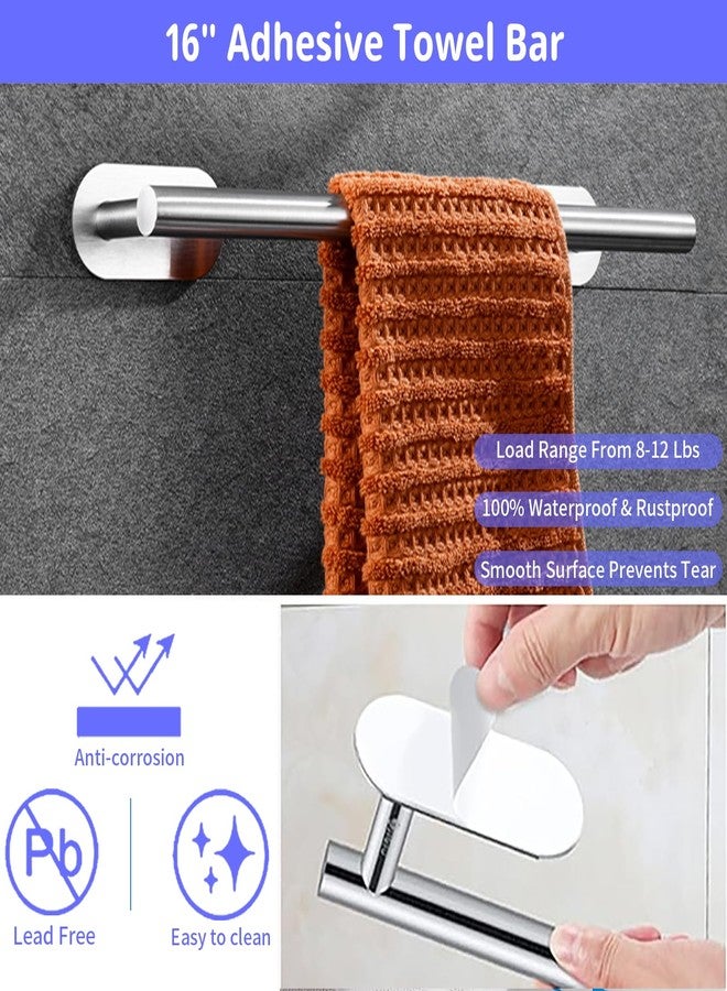 Jerliflyer Bathroom Hardware Set, 16" Bathroom Towel Holder with Toilet Paper Holder, Towel Ring, Towel Hook, Bathroom Accessories for Kitchens, Laundry Rooms (10, Sliver) - Image 5