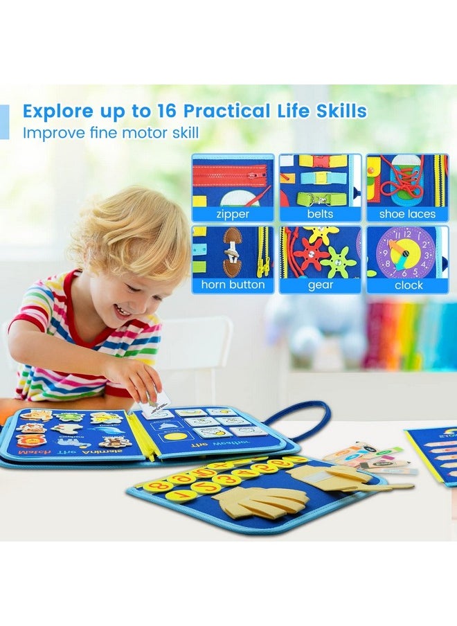 KolorFish - KolorFish Busy Board for Toddlers,Montessori Toys for Boys Girls 1 2 3 Year Old,Early Educational Activity Baby Sensory Toy,Autism Busy Book Travel Toys for Kids 3 4 5 6 7 Year Old (Transport) - Image 1