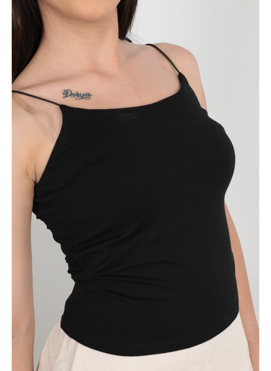 Giysa Women's Rope Suspender Undershirt Black Flexible Structured Elastic Cotton Blend - 848  - Image 5
