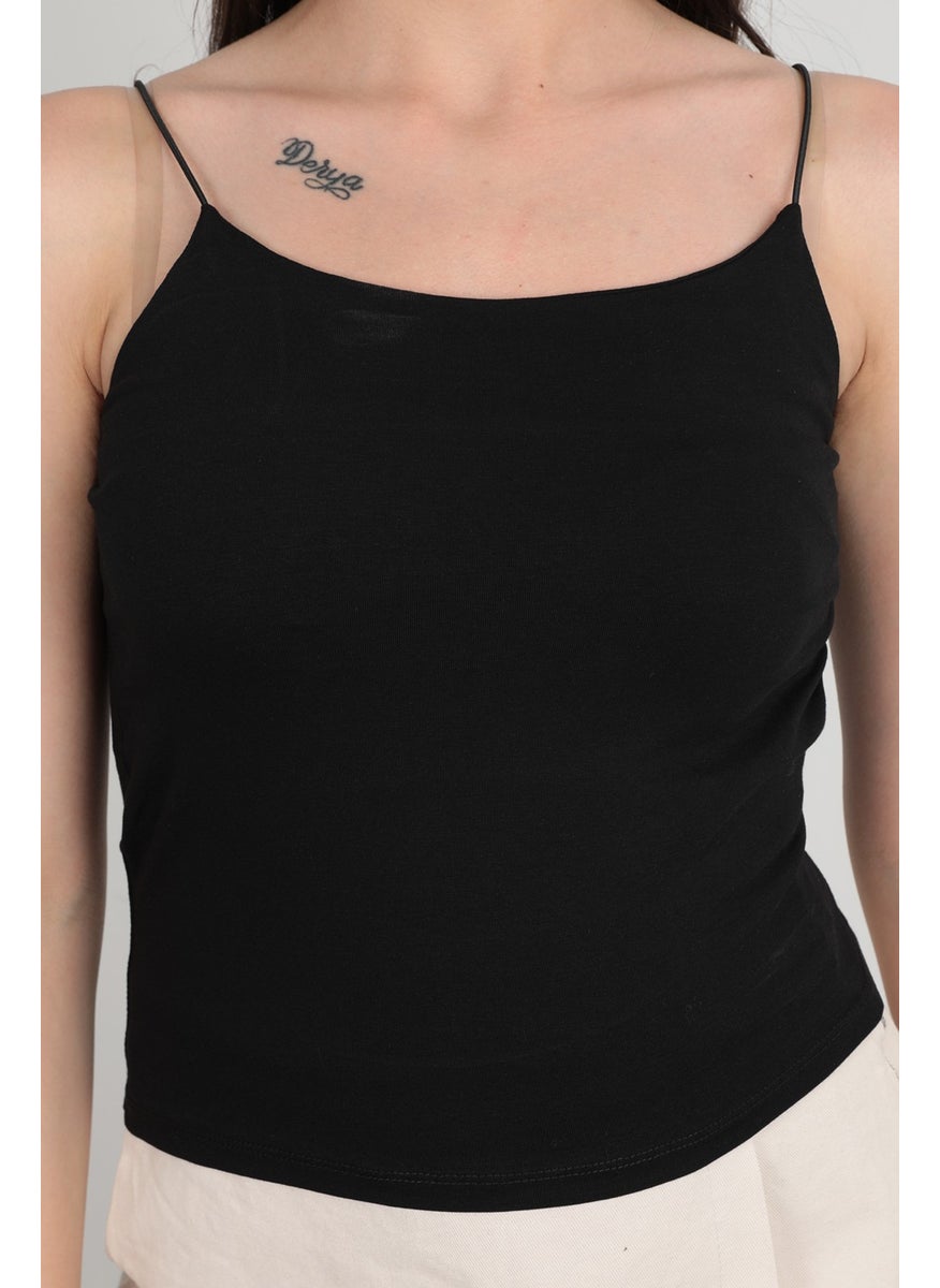 Giysa Women's Rope Suspender Undershirt Black Flexible Structured Elastic Cotton Blend - 848  - Image 2