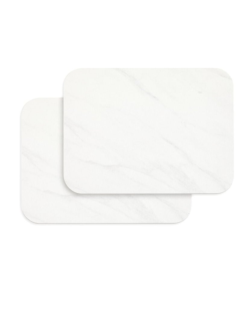 Excefore حصيرة تجفيف صحون حجرية لسطح المطبخ، 2 قطعة حصيرة تجفيف حجرية لسطح الدجاج، غير قابلة للانزلاق، تجفيف سريع، حصيرة صديقة للبيئة من الطين الدياتومي، للزجاجات، الأكواب، الأواني الزجاجية (40x30 سم، رخام أبيض) - Image 1