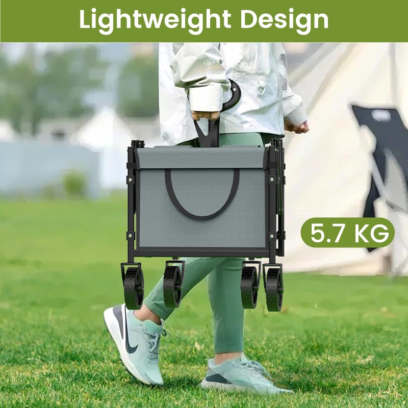 Blomoba Collapsible Wagon with Wheels, 220 lbs Wagons Carts Foldable Wagon Cart with Flexible Handle, Lightweight Portable Folding Utility Grocery Shopping Cart for Grocery Sports Garden Camping, Gray - Image 3