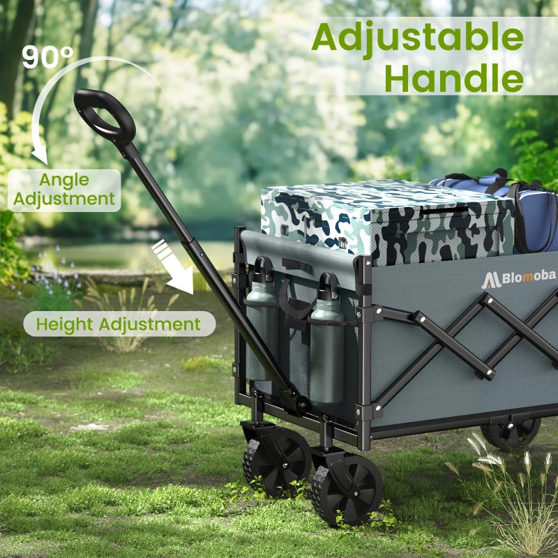 Blomoba Collapsible Wagon with Wheels, 220 lbs Wagons Carts Foldable Wagon Cart with Flexible Handle, Lightweight Portable Folding Utility Grocery Shopping Cart for Grocery Sports Garden Camping, Gray - Image 5