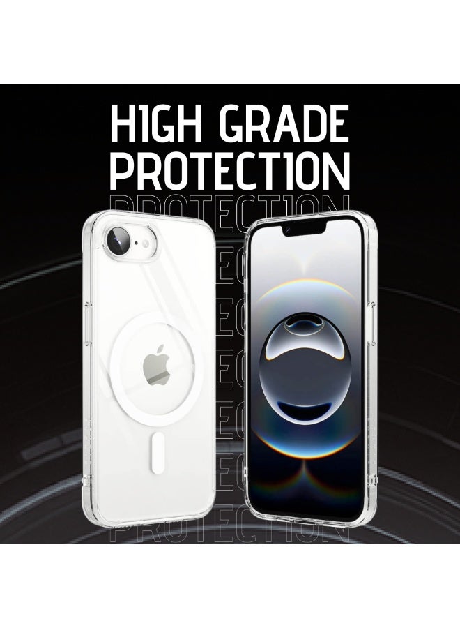 MMG iPhone 16e Clear Magnetic Cover | Mag Safe Compatible | Hybrid Protective Crystal Clear Hard Back Case | Shockproof Silicone Frame | Anti Yellowing | Slim Transparent Case for Apple iPhone 16e  - Image 4